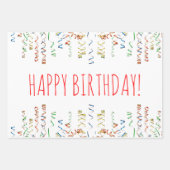 誕生日カラフル紙吹雪ストリーマーカスタム金ゴールド ラッピングペーパーシート (正面3)