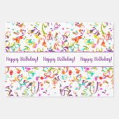 誕生日カラフル紙吹雪ストリーマーカスタム金ゴールド ラッピングペーパーシート (正面2)