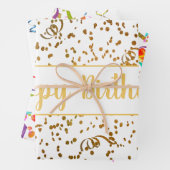 誕生日カラフル紙吹雪ストリーマーカスタム金ゴールド ラッピングペーパーシート (インサイチュ)