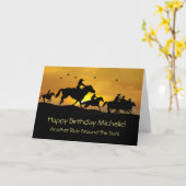 誕生日カントリーウエスタンカウボーイアンド女性のカーボーイ名 カード (黄色い花)