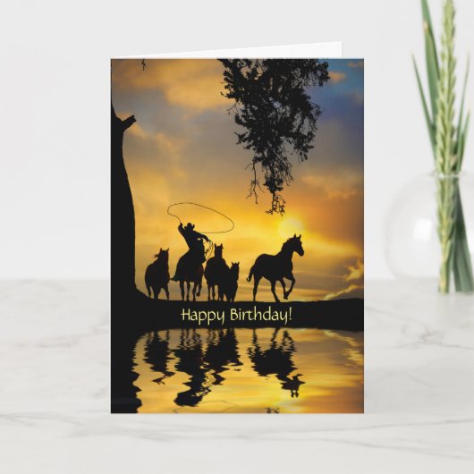 誕生日カントリーウエスタンカウボーハッピートレイル カード (正面)