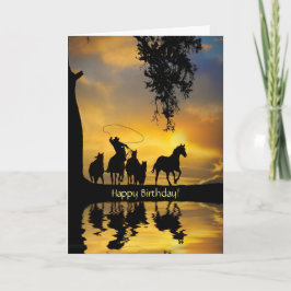 誕生日カントリーウエスタンカウボーハッピートレイル カード