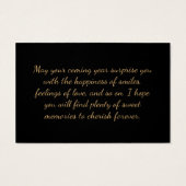 誕生日カードあいさつエレガントつブラックと金ゴールド (裏面)