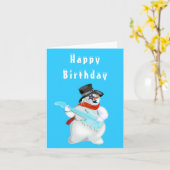誕生日カードおもしろいミュージカル雪だるま（ギター付） カード (黄色い花)