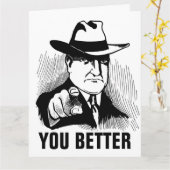 誕生日カードおもしろい、ギャング・マフィアの男 カード (黄色い花)