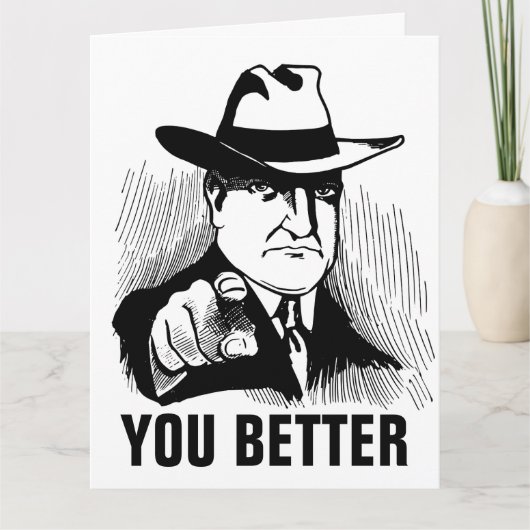 誕生日カードおもしろい、ギャング・マフィアの男 カード (正面)