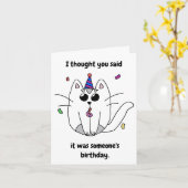 誕生日カードかわいいおもしろい猫 カード (黄色い花)