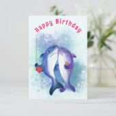 誕生日カードとカップル・シャーク・ラブおもしろい- カード (スタンド正面)