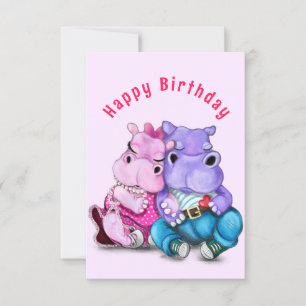 誕生日カードとカップルHippo Love おもしろい - カード