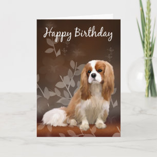誕生日カードとキングチャールズスパニエル犬 カード