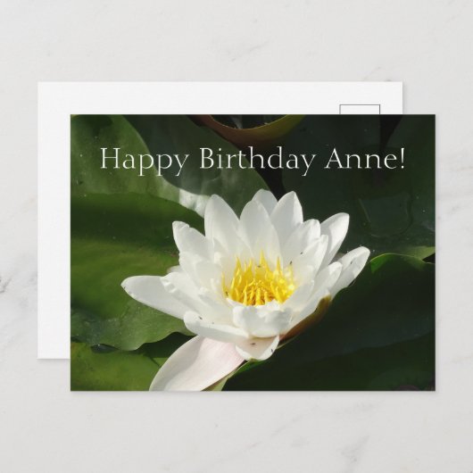 誕生日カードとハス花はがき ポストカード (正面/裏面)