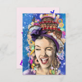 誕生日カードとハッピーウーマンおもしろい- (正面/裏面)