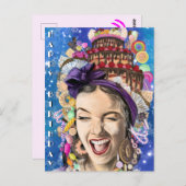 誕生日カードとハッピーウーマンおもしろい- ポストカード (正面/裏面)