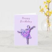 誕生日カードとバレリーナガールバレエダンサー カード (黄色い花)