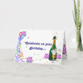 誕生日カードとパーティー好きのピンクのゾウ カード (正面)