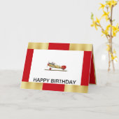 誕生日カードと航空赤バロン カード (黄色い花)