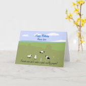 誕生日カードには面白い羊のジョークが載っている。名前の追加 カード (黄色い花)