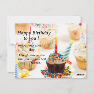 誕生日カードにカップケーキの画像と願い最高のを持つ。 ポストカード