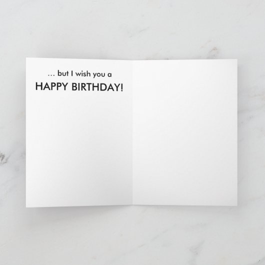 誕生日カードに猫をおもしろい見る不機嫌 カード (内部)