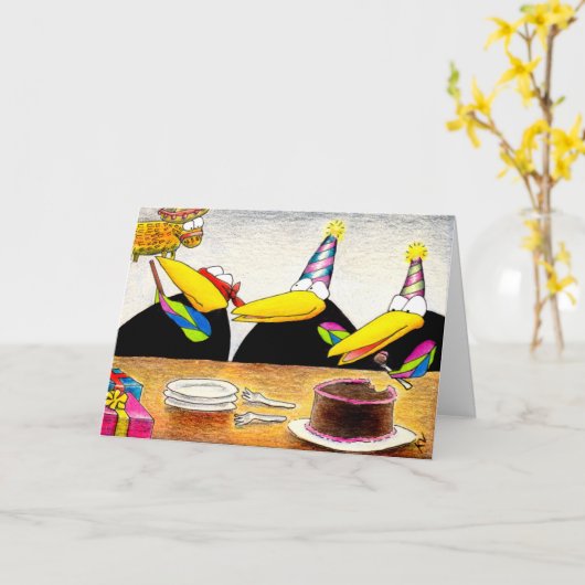 誕生日カードのためのカロリーのヒントは鳴きます カード (黄色い花)