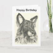 誕生日カードのドイツの羊飼いの鉛筆スケッチ カード (正面)