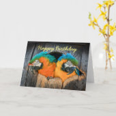 誕生日カードのマコーパーロットを樽に入れる カード (黄色い花)