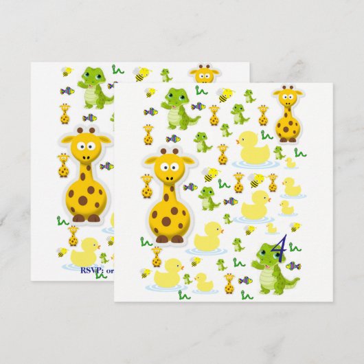 誕生日カードの招待 招待状 (正面/裏面)