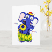 誕生日カードの象、子供の誕生日 カード (黄色い花)
