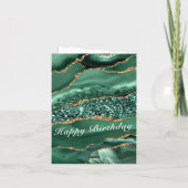 誕生日カードアガテグリーン金ゴールドグリッターエメラルド ノートカード (裏面)