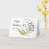 誕生日カードアジサイ花ペン及びインクスケッチ カード (黄色い花)