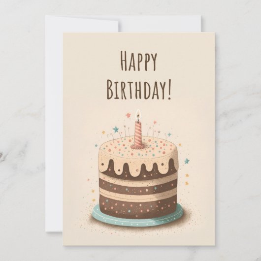 誕生日カードイラストレーションケーキ及びキャンドル シーズンカード (正面)