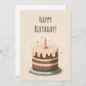 誕生日カードイラストレーションケーキ及びキャンドル シーズンカード (正面/裏面)