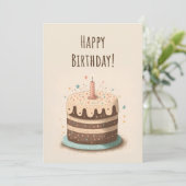 誕生日カードイラストレーションケーキ及びキャンドル シーズンカード (スタンド正面)