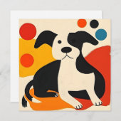 誕生日カードカラフル子犬デザイン (正面/裏面)
