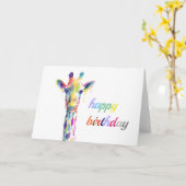 誕生日カードカラフル – キリン カード (黄色い花)