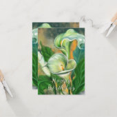 誕生日カードカラリリー絵画花 カード (正面/裏面インサイチュ)