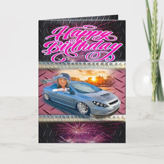 誕生日カードガールレーサー カード (正面)