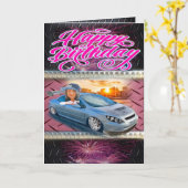 誕生日カードガールレーサー カード (黄色い花)