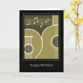 誕生日カードグラフィックギターと音楽ノート カード (黄色い花)
