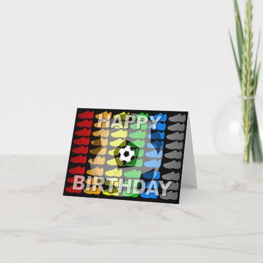 誕生日カードサッカー靴ブラック カード (正面)