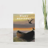 誕生日カードシーサンセットボート – 静寂 カード (正面)