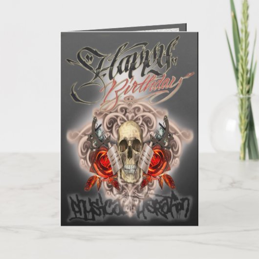 誕生日カードスカルタトゥー機 カード (正面)
