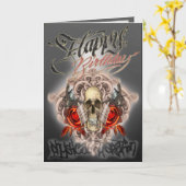 誕生日カードスカルタトゥー機 カード (黄色い花)