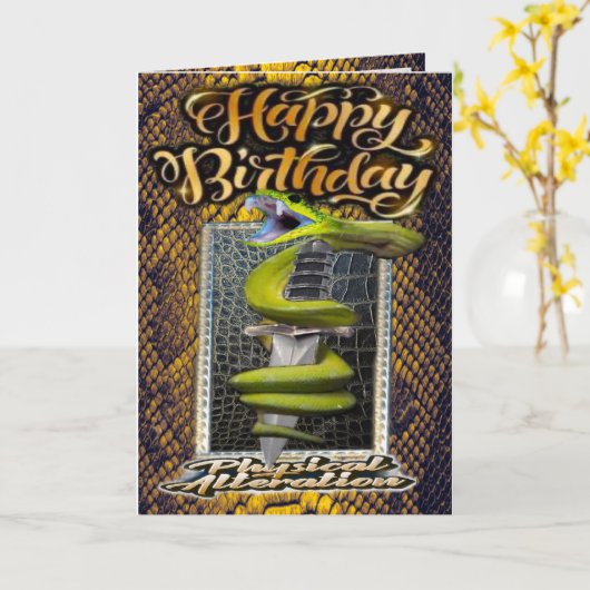 誕生日カードスネークとダガー カード (黄色い花)