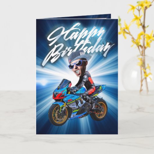 誕生日カードスーパーバイク カード (黄色い花)