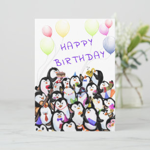 誕生日カードハッピーペンギンパーティー
