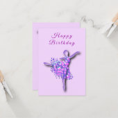 誕生日カードバレエダンサーガールバレリーナ カード (正面/裏面インサイチュ)