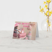 誕生日カードパーソナライズされた- Ballerina Pink カード (黄色い花)