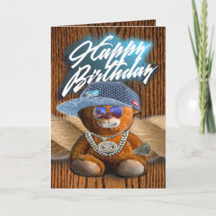 誕生日カードヒップホップテディベア カード