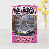 誕生日カードヒップホップ娘 カード (黄色い花)